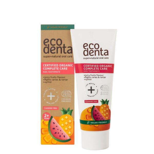 COSMOS orgaaniline ECODENTA Juicy fruit laste hambapasta, 75ml 2+aastasele