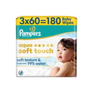 Pampers Aqua Soft Touch niisked beebisalvrätid 3pkx60tk (180tk)