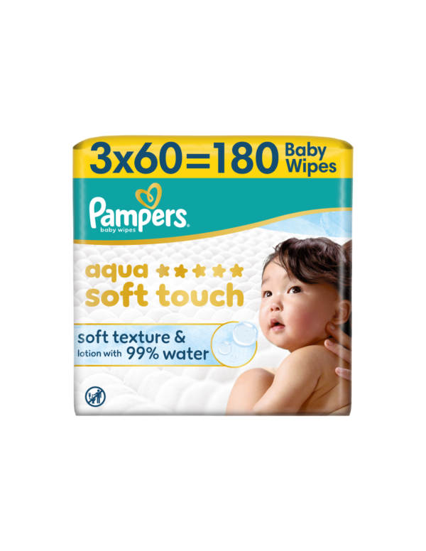 Pampers Aqua Soft Touch niisked beebisalvrätid 3pkx60tk (180tk)