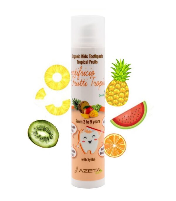 AZETABIO Tropical Fruit orgaaniline troopiliste puuviljade maitseline hambapasta lastele 2-9 eluaastat, 50 ml