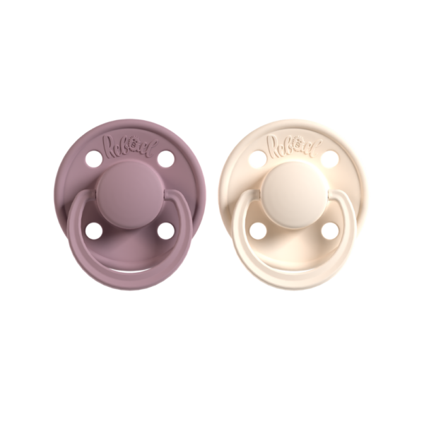 REBAEL Mono naturaalkummist lutid Plum / Champagne suurus 6+ kuud, 2tk pakendis