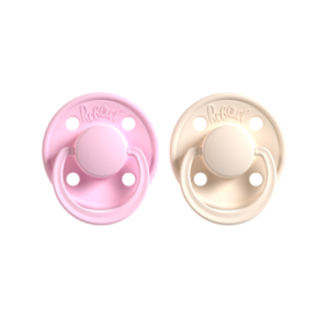 REBAEL Mono naturaalkummist lutid Sweet Pink / Champagne suurus 6+ kuud, 2tk pakendis