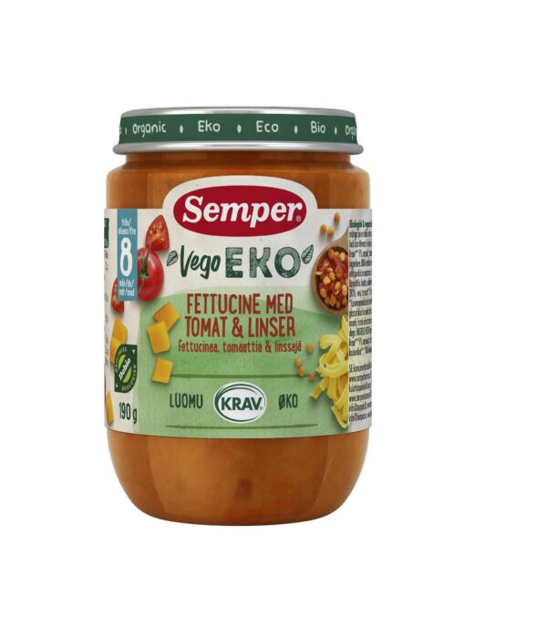 Semper EKO pastaroog läätsedega purgitoit 8kuust 3x190g (1purk-2,85eur)