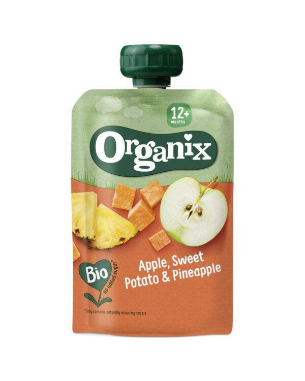 Organix õuna-bataadi-ananassipüree 3x100g 12kuust (1tuub-1,99eur)