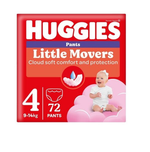 Huggies püksmähkmed Little Movers 4 Box Girl 9-14kg 72tk