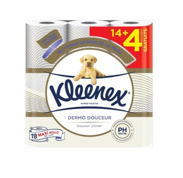 Kleenex tualettpaber Dermo Douceur 18 rulli 180 lehte 3-kihiline