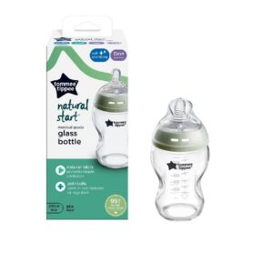 Tommee Tippee Natural Start anti-koolik  lutipudel 260ml klaas isesteriliseerimis funktsiooniga
