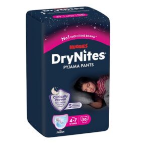 Huggies püksmähkmed DryNites 17-30kg 4-7aastane tüdrukule 10tk tume pakk