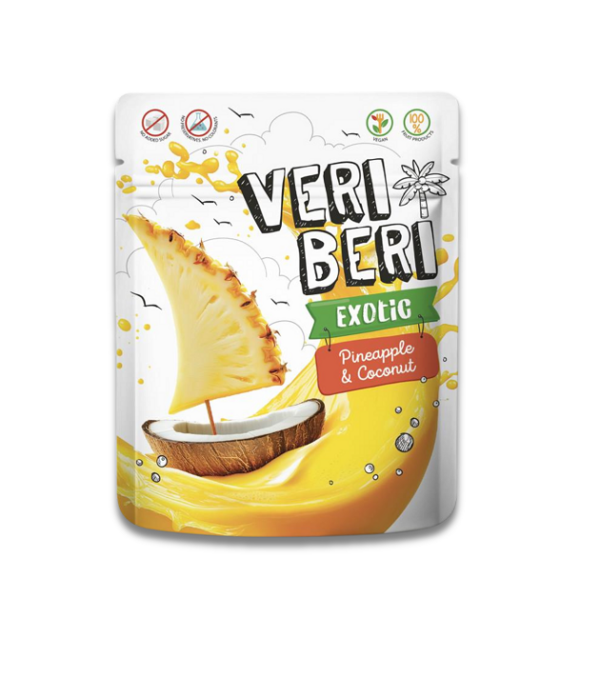 Veri Beri Exotic ananassi- ja kookosekangikesed 6x50g (1pakk-2,15eur)