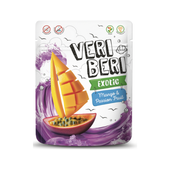 Veri Beri Exotic mango- ja passioniviljakangikesed 6x50g (1pakk-2,15eur)