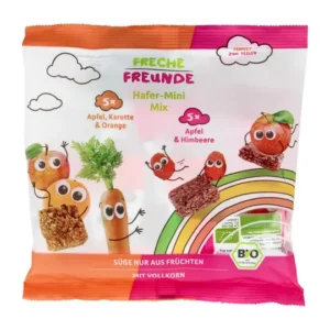 Kaerahelbe minibatoonid, 2 tüüpi, porgandi, apelsini ja vaarikaga, 10 tk. 100g FRECHE FREUNDE