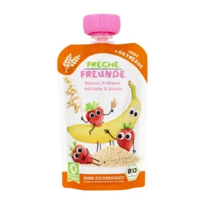 Banaani-, maasika- ja kaerapüree kinoaga, alates 6. elukuust. 100g FRECHE FREUNDE