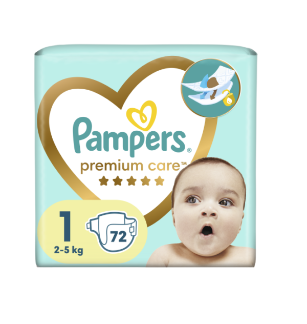 Pampers Premium Care Mähkmed, Suurus 1 (Mini), 2–5 Kg, 72 Mähet