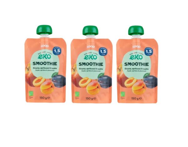 Coop Smoothie õun-aprikoos-ploom 3x150g 1,5+aastasele (1tuub-0,99eur)