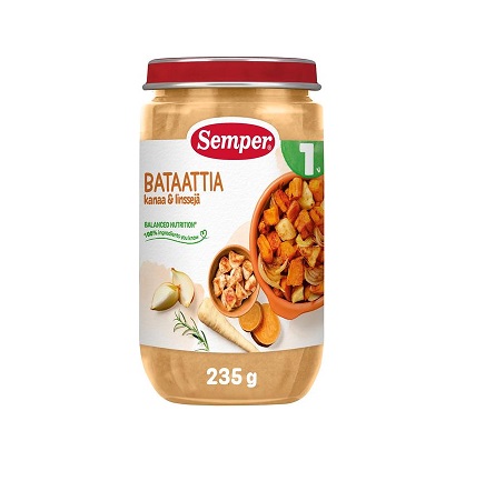 Semper bataadi,kana ja läätsepüree 3×235 g, alates 1-eluaastast (1purk-2,40eur)