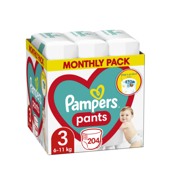 Pampers Pants Püksmähkmed, Suurus 3, 204 Mähet, 6-11kg