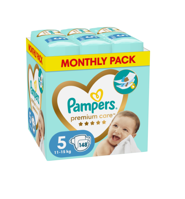 Pampers Premium Care Teipmähkmed, Suurus 5, 148 Mähet, 11-16kg