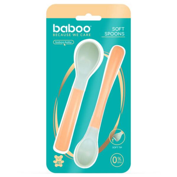 BABOO pehme otsaga lusikad Peachy Keen 4+ kuud, 2tk
