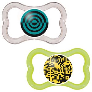 Mam Air silikoonlutid 2tk 6+kuud valge ring/kollane,sterilisatsioonikarbis. 295064