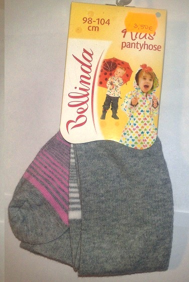 Sukkpüksid Kids 98/104cm hall-roosa/valge triibuga