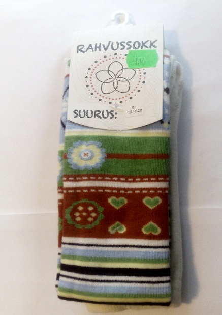 Sukkpüksid Rahvussokk nat.valge/triibulised 120-130cm