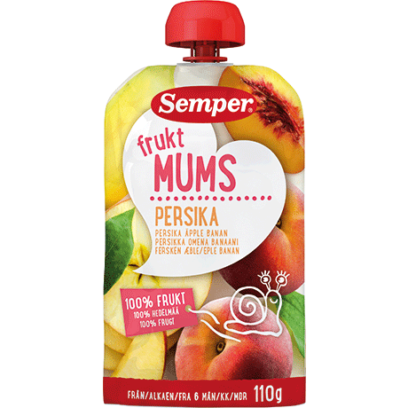 Puuviljapüree FruktMUMS virsik,õun,banaan 3x110g tuutus 5-6.kuust Semper (1tuub-1,75eur)