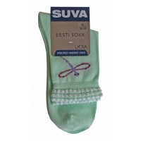 SUVA. Laste puuvillased sokid Kiil helerohelised 20cm(suurus 31-33)