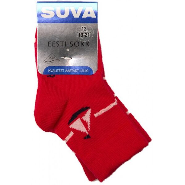 SUVA. Sokid “purjekas”. 2 paari pakis punased 16cm(25-27)