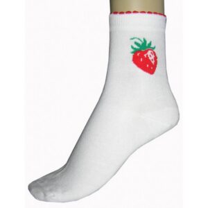SUVA. Laste puuvillased sokid – “Maasikas” 16cm(25-27) valged