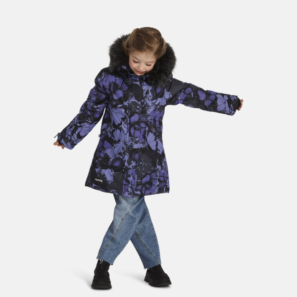 PARKA VIVIAN tüdrukule 12490020 200G SOOJUSTUS 34483-violetne mustriga HUPPA