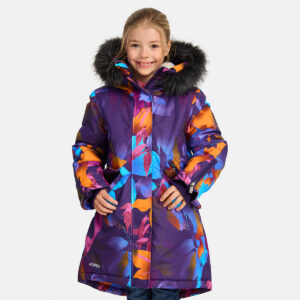 PARKA VIVIAN tüdrukule 12490020 200G SOOJUSTUS 44673-tumelilla mustriga HUPPA
