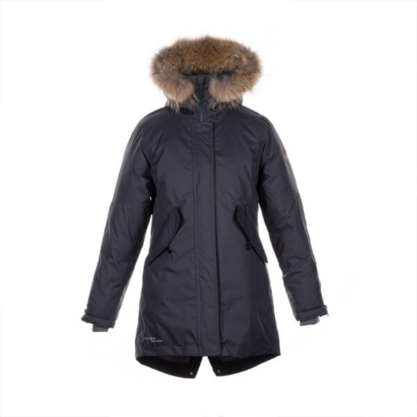 PARKA VIVIAN 1 tüdrukute  12490120 200G SOOJUSTUS 00018-tumehall HUPPA naturaalse karvaga