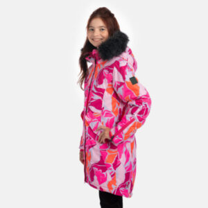 PARKA VIVIAN 2 tüdrukule 12490220 200G SOOJUSTUS 54139-neoon roosa  mustriga HUPPA