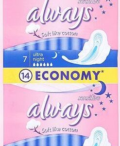 HÜGIEENISIDEMED Always Ultra Sensitive Night Duo 14tk