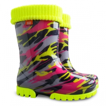 Kummikud TWISTER Lux Fluo voodriga 30/31 neoon- punane/kollasega