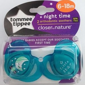 Silikoonlutt 6-18 kuud, TOMMEE TIPPEE, 2 tk Night Time Sinine Kuuga