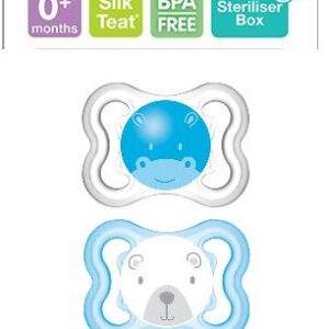 MAM AIR SILIKOONLUTID 2TK 0-6KUUD VALGE/SININE smile,STERILISATSIOONIKARBIS. 295002