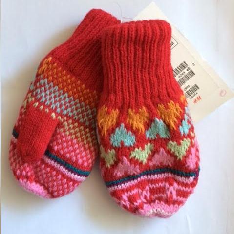H&M kootud labakud/kindad punased 74-80cm/6-12kuud