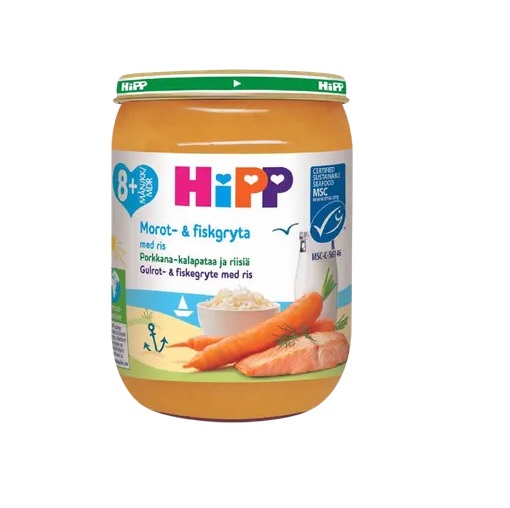 HiPP PÜREE RISOT-PORG-LÕHE  3x190g Hipp 8.kuust (1purk-2,75eur)