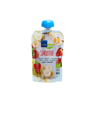 Rainbow orgaaniline pirn-banaan-maasikas smuuti 3×90 g, alates 6-elukuust (1tuub-1,19eur)