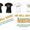 Heategevuslik Loomapääste T-särk naistele “We Will Rock!” must või valge – pilt 1