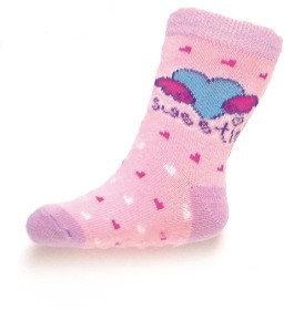 Sokid ABS piduritega 7-8cm (12-14) Heleroosa Süda tiivakestega