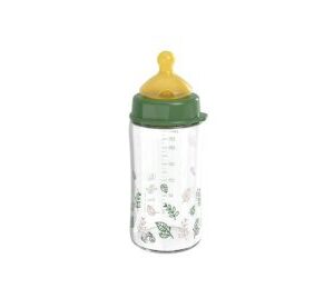 nip® Cherry Green laia kaelaga klaasist lutipudel, koolikutevastane ja keskmise vooluga (vanusele 0+) toon Green 240ml