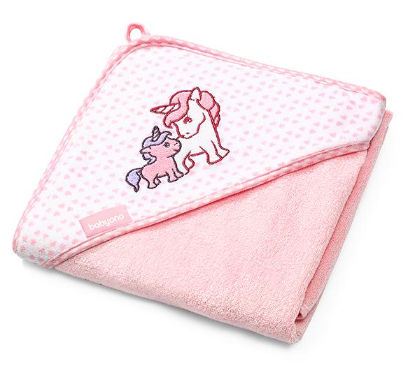 Vannilina kapuutsiga 100x100cm BabyOno Unicorn roosa Bamboo