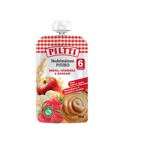 Piltti  puder õuna-maasika-banaani 3x110g, alates 6-elukuust (1tuub-1,20eur)