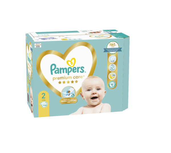 Pampers Premium Care Teipmähkmed, Suurus 2, 136 Mähet, 4-8kg
