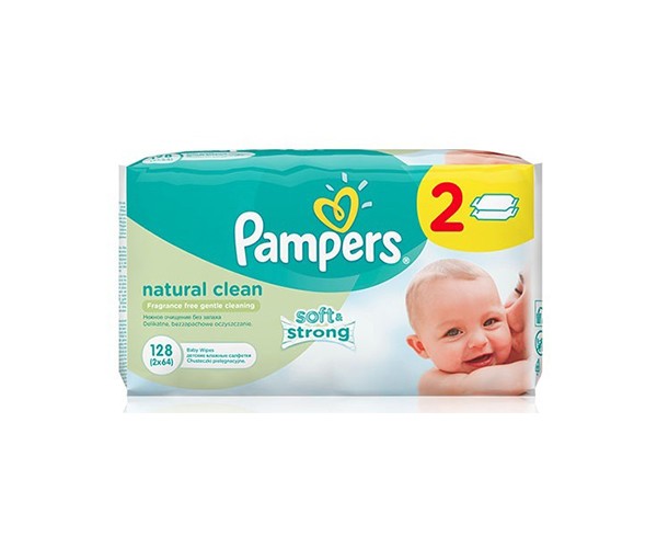 Pampers niisked salvrätikud Natural Clean 2x64tk=128tk