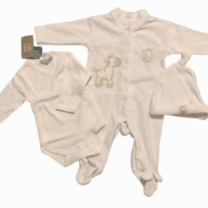 Siputuspüksid-kombe+müts+BIO hõlmikbody Baby Club beebile 56cm valge loomaga