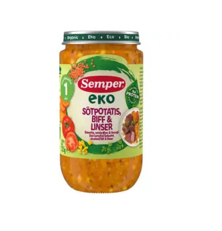 Semper maguskartul,loomaliha ja läätsepüree 3×235 g, alates 1-eluaastast (1purk-2,59eur) EKO