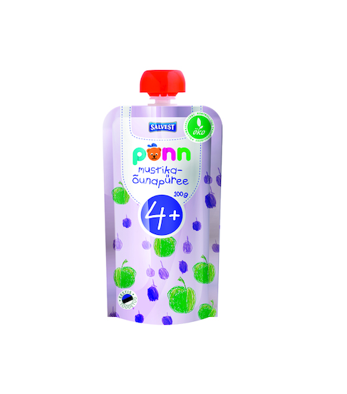 Salvest Põnn Ökoloogiline mustika-õunapüree 3x100g 4+ (1tuub-1,49eur)